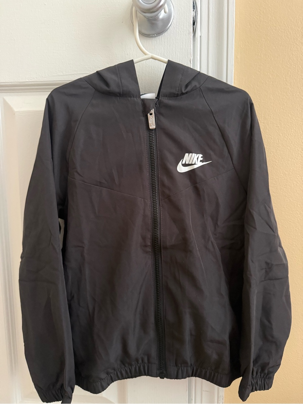 Nike Black Hooded Windbreaker with White Swoosh 5-6 Years